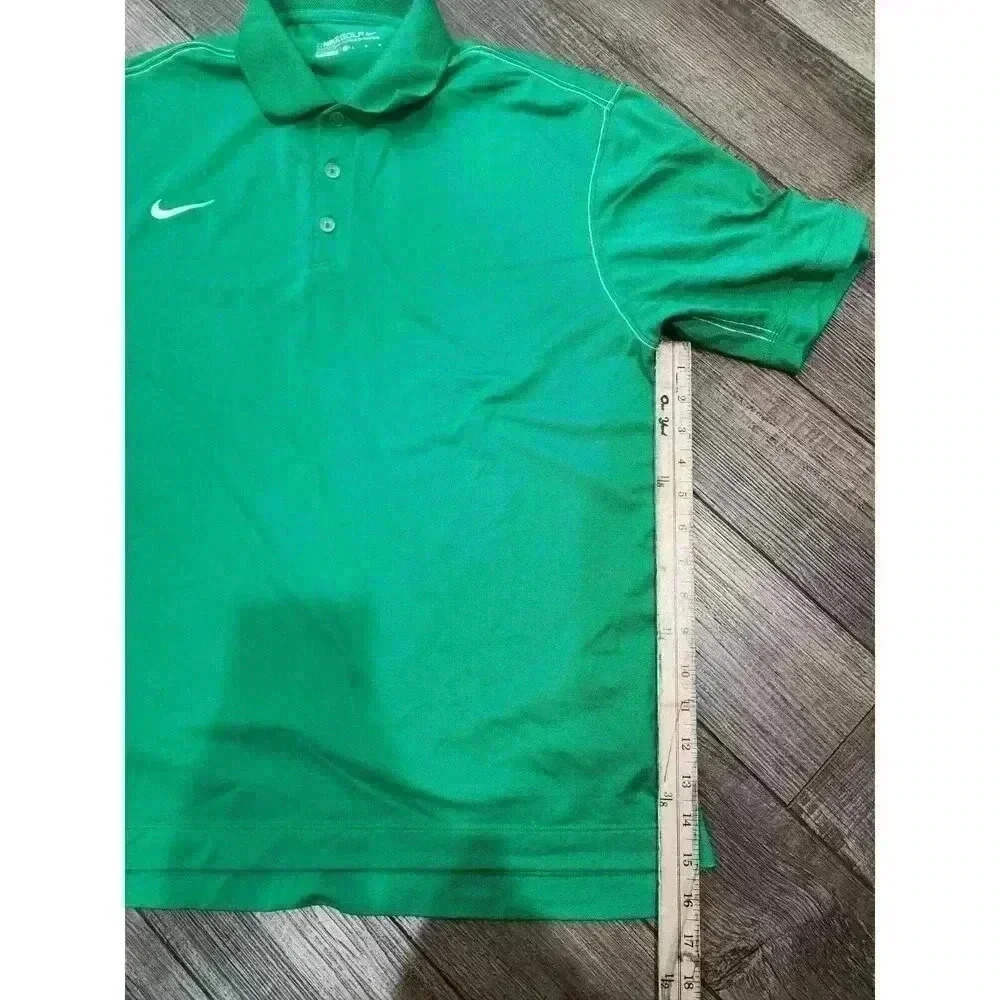 Nike Golf Dri-Fit Shirt Mens Large Green Short Sleeve Polo Polyester - Picture 6 of 8